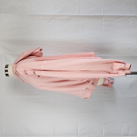 Lily & Lottie Oversized Drop Shoulder Blush Pink Destructed Pullover Hoodie L - Picture 4 of 10